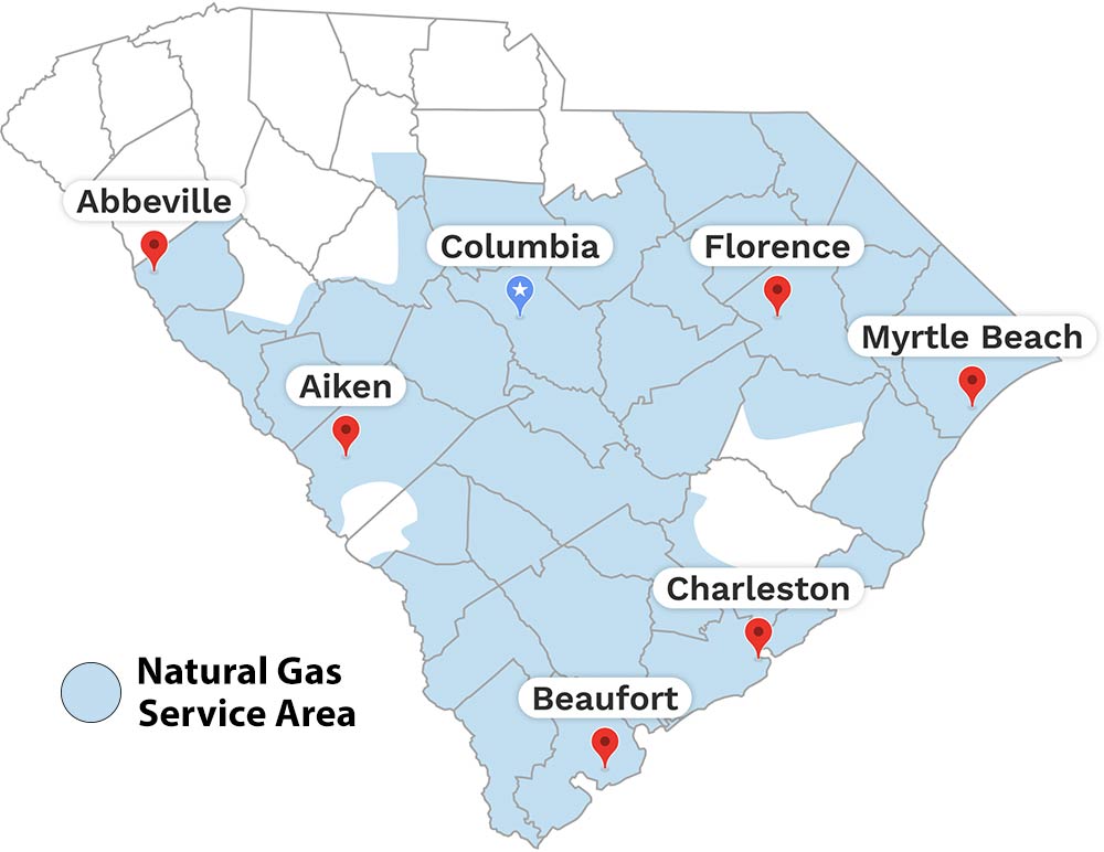 South Carolina Natural Gas Service Area